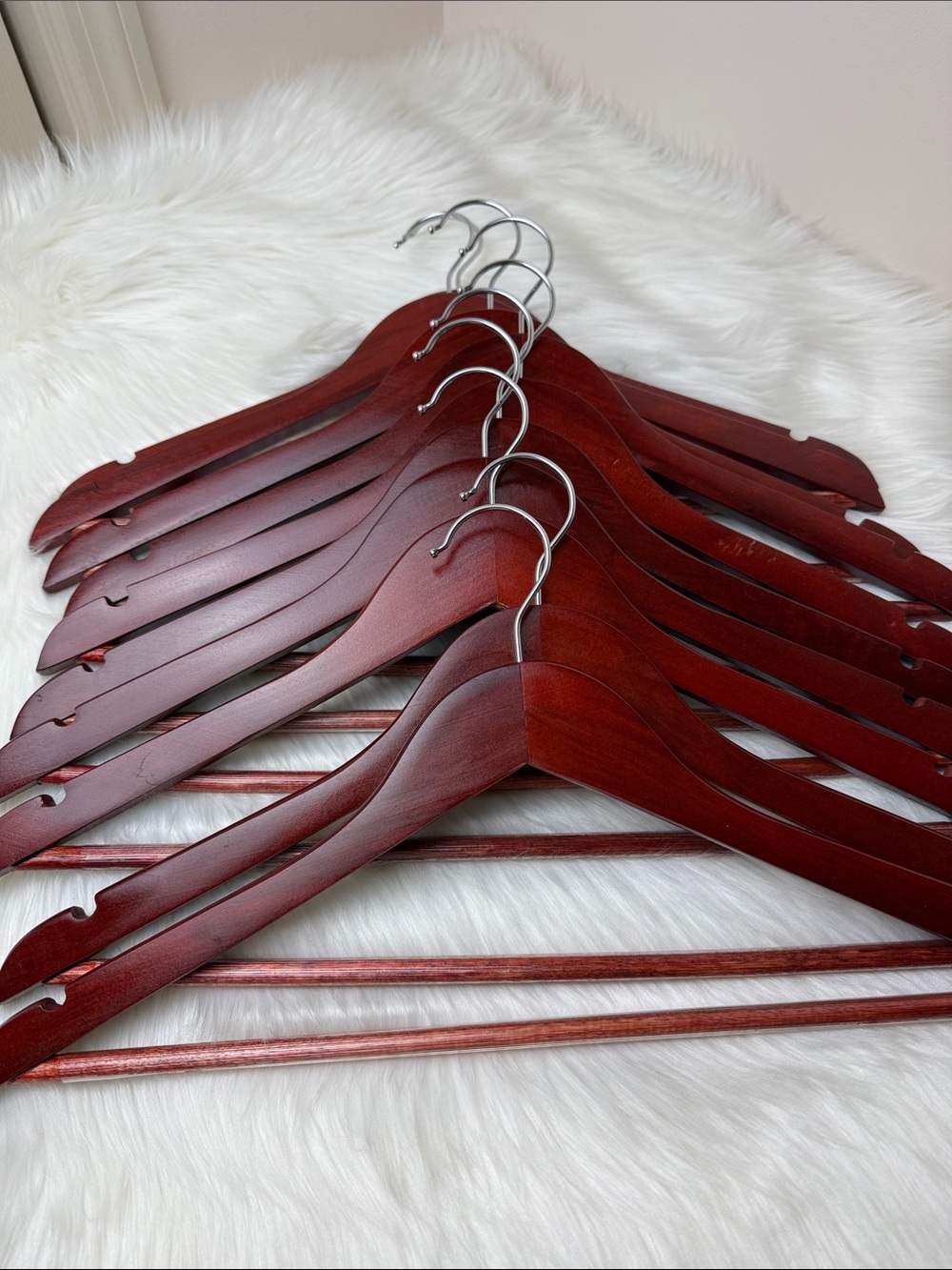 Brookstone Premium Wooden Suit Hangers in Dark Mahogany Cherry - Set of 10 - Picture 8 of 13